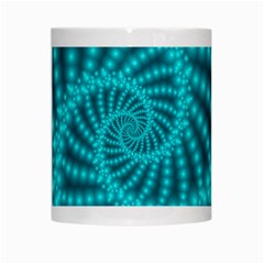 Glossy Pastel Blue Beaded Spiral Fractal White Mug from ArtsNow.com Center