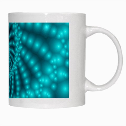 Glossy Pastel Blue Beaded Spiral Fractal White Mug from ArtsNow.com Right