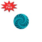 Glossy Pastel Blue Beaded Spiral Fractal 1  Mini Magnet (10 pack) 