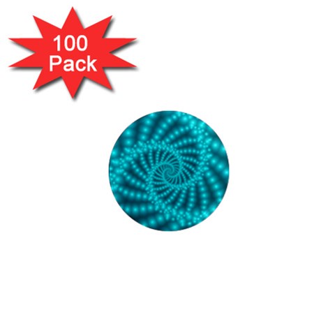 Glossy Pastel Blue Beaded Spiral Fractal 1  Mini Magnet (100 pack)  from ArtsNow.com Front