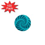 Glossy Pastel Blue Beaded Spiral Fractal 1  Mini Magnet (100 pack) 