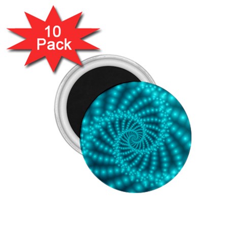 Glossy Pastel Blue Beaded Spiral Fractal 1.75  Magnet (10 pack)  from ArtsNow.com Front