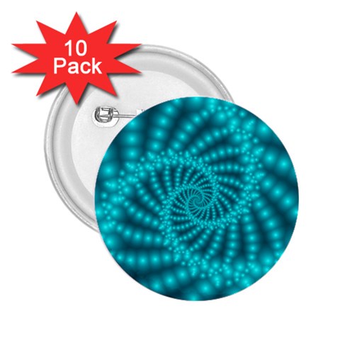 Glossy Pastel Blue Beaded Spiral Fractal 2.25  Button (10 pack) from ArtsNow.com Front