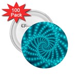 Glossy Pastel Blue Beaded Spiral Fractal 2.25  Button (100 pack)