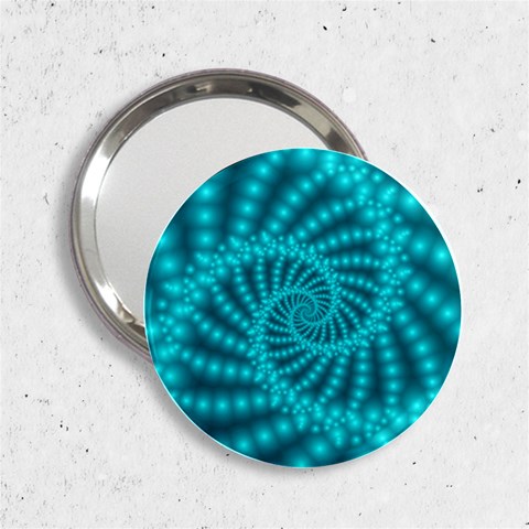 Glossy Pastel Blue Beaded Spiral Fractal 2.25  Handbag Mirror from ArtsNow.com Front