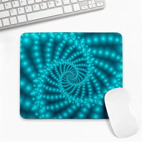 Glossy Pastel Blue Beaded Spiral Fractal Large Mousepad from ArtsNow.com Front