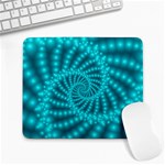 Glossy Pastel Blue Beaded Spiral Fractal Large Mousepad