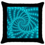 Glossy Pastel Blue Beaded Spiral Fractal Throw Pillow Case (Black)