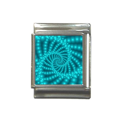 Glossy Pastel Blue Beaded Spiral Fractal Italian Charm (13mm) from ArtsNow.com Front