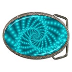 Glossy Pastel Blue Beaded Spiral Fractal Belt Buckle