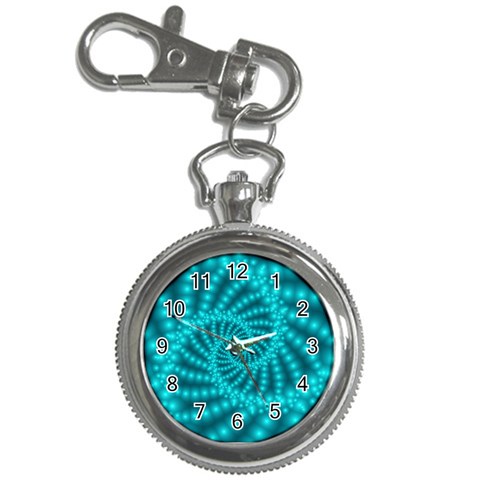 Glossy Pastel Blue Beaded Spiral Fractal Key Chain Watch from ArtsNow.com Front