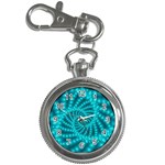 Glossy Pastel Blue Beaded Spiral Fractal Key Chain Watch