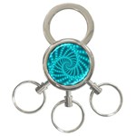 Glossy Pastel Blue Beaded Spiral Fractal 3-Ring Key Chain