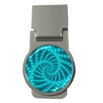 Glossy Pastel Blue Beaded Spiral Fractal Money Clip (Round)