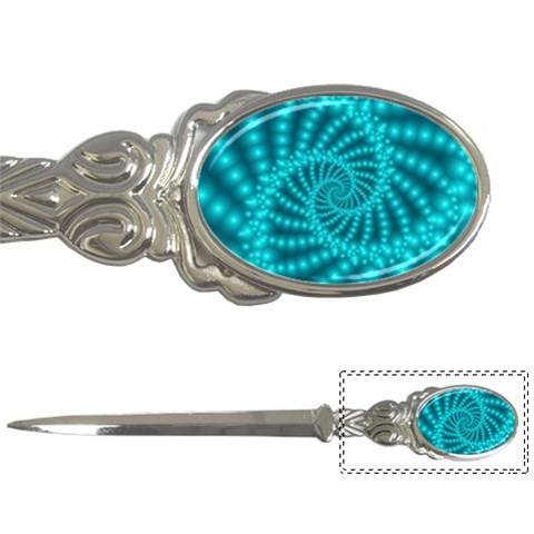 Glossy Pastel Blue Beaded Spiral Fractal Letter Opener from ArtsNow.com Front