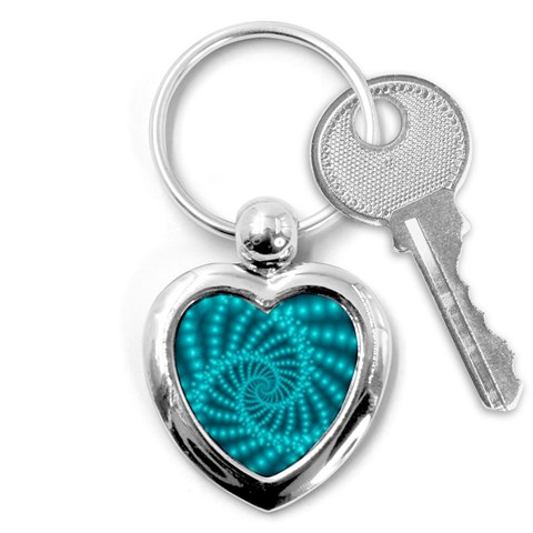 Glossy Pastel Blue Beaded Spiral Fractal Key Chain (Heart) from ArtsNow.com Front