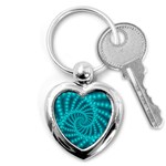 Glossy Pastel Blue Beaded Spiral Fractal Key Chain (Heart)