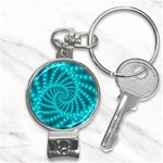 Glossy Pastel Blue Beaded Spiral Fractal Nail Clippers Key Chain