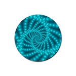 Glossy Pastel Blue Beaded Spiral Fractal Rubber Round Coaster (4 pack)