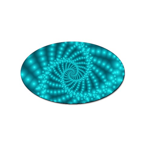 Glossy Pastel Blue Beaded Spiral Fractal Sticker (Oval) from ArtsNow.com Front