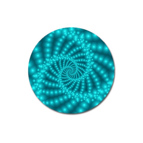 Glossy Pastel Blue Beaded Spiral Fractal Magnet 3  (Round) from ArtsNow.com Front