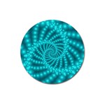 Glossy Pastel Blue Beaded Spiral Fractal Magnet 3  (Round)