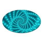 Glossy Pastel Blue Beaded Spiral Fractal Magnet (Oval)