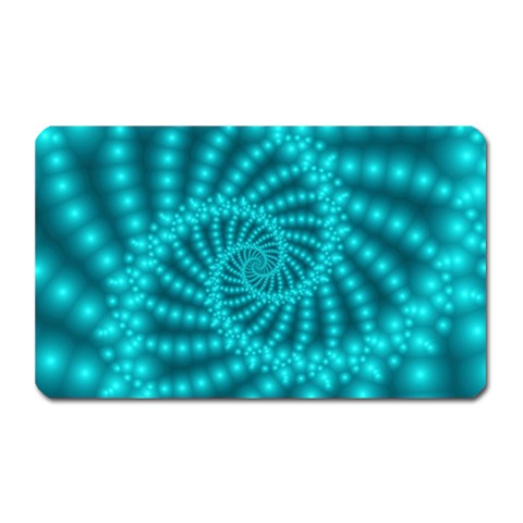 Glossy Pastel Blue Beaded Spiral Fractal Magnet (Rectangular) from ArtsNow.com Front