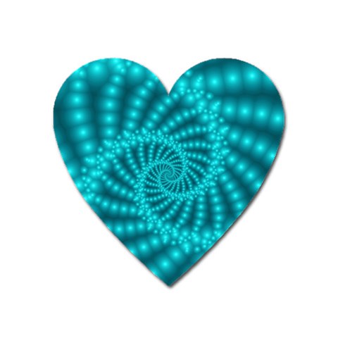 Glossy Pastel Blue Beaded Spiral Fractal Magnet (Heart) from ArtsNow.com Front