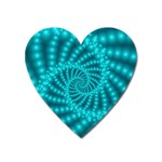 Glossy Pastel Blue Beaded Spiral Fractal Magnet (Heart)