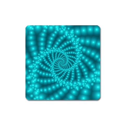 Glossy Pastel Blue Beaded Spiral Fractal Magnet (Square) from ArtsNow.com Front