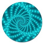 Glossy Pastel Blue Beaded Spiral Fractal Magnet 5  (Round)