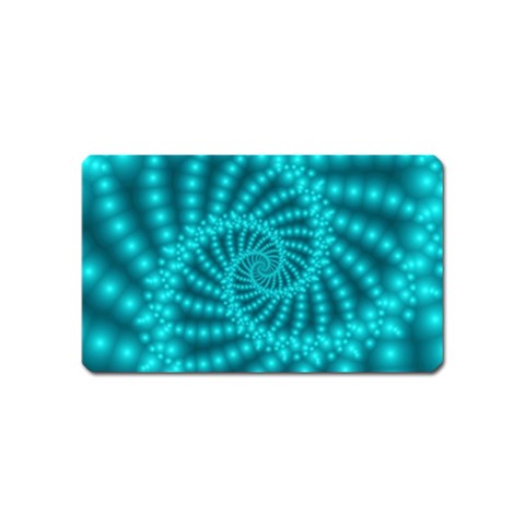 Glossy Pastel Blue Beaded Spiral Fractal Magnet (Name Card) from ArtsNow.com Front