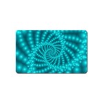 Glossy Pastel Blue Beaded Spiral Fractal Magnet (Name Card)