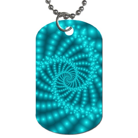 Glossy Pastel Blue Beaded Spiral Fractal Dog Tag (One Side) from ArtsNow.com Front