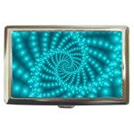 Glossy Pastel Blue Beaded Spiral Fractal Cigarette Money Case