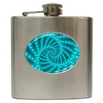 Glossy Pastel Blue Beaded Spiral Fractal Hip Flask (6 oz)