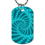 Glossy Pastel Blue Beaded Spiral Fractal Dog Tag (Two Sides)