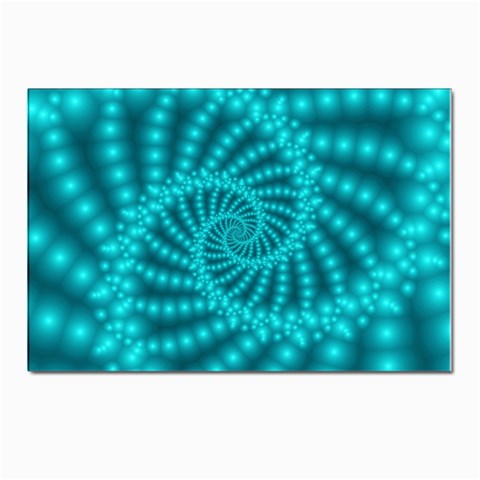 Glossy Pastel Blue Beaded Spiral Fractal Postcard 4 x 6  (Pkg of 10) from ArtsNow.com Front