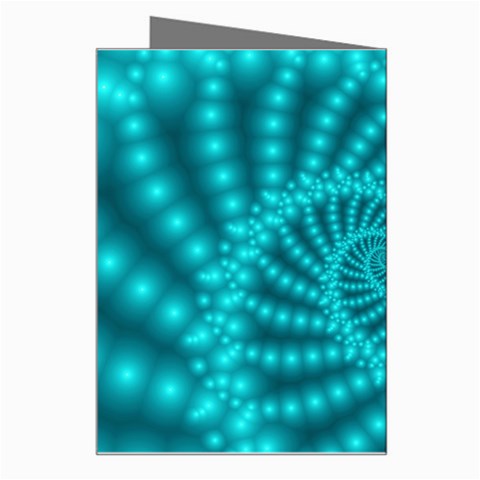 Glossy Pastel Blue Beaded Spiral Fractal Greeting Card from ArtsNow.com Right