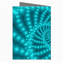 Glossy Pastel Blue Beaded Spiral Fractal Greeting Card from ArtsNow.com Right