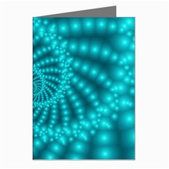 Glossy Pastel Blue Beaded Spiral Fractal Greeting Cards (Pkg of 8) from ArtsNow.com Left