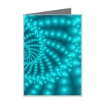 Glossy Pastel Blue Beaded Spiral Fractal Mini Greeting Card