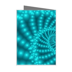 Glossy Pastel Blue Beaded Spiral Fractal Mini Greeting Card from ArtsNow.com Right