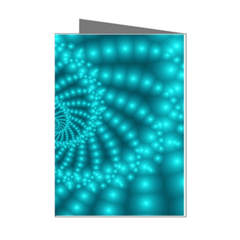 Glossy Pastel Blue Beaded Spiral Fractal Mini Greeting Cards (Pkg of 8) from ArtsNow.com Left