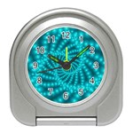 Glossy Pastel Blue Beaded Spiral Fractal Travel Alarm Clock