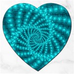 Glossy Pastel Blue Beaded Spiral Fractal Jigsaw Puzzle (Heart)