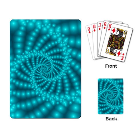 Glossy Pastel Blue Beaded Spiral Fractal Playing Cards Single Design from ArtsNow.com Back