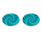 Glossy Pastel Blue Beaded Spiral Fractal Cufflinks (Oval)