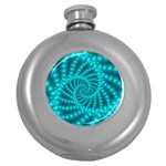 Glossy Pastel Blue Beaded Spiral Fractal Hip Flask (5 oz)